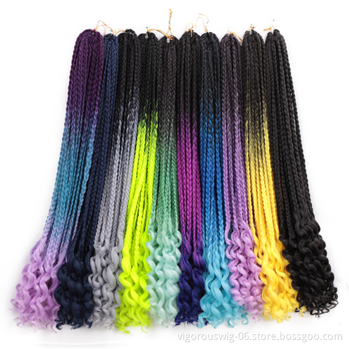 Vigorous 24 Inches11Color Ombre Braiding Hair Faux Locs Crochet Braids Soft Natural Soft Synthetic Hair Extension Goddess Locks
